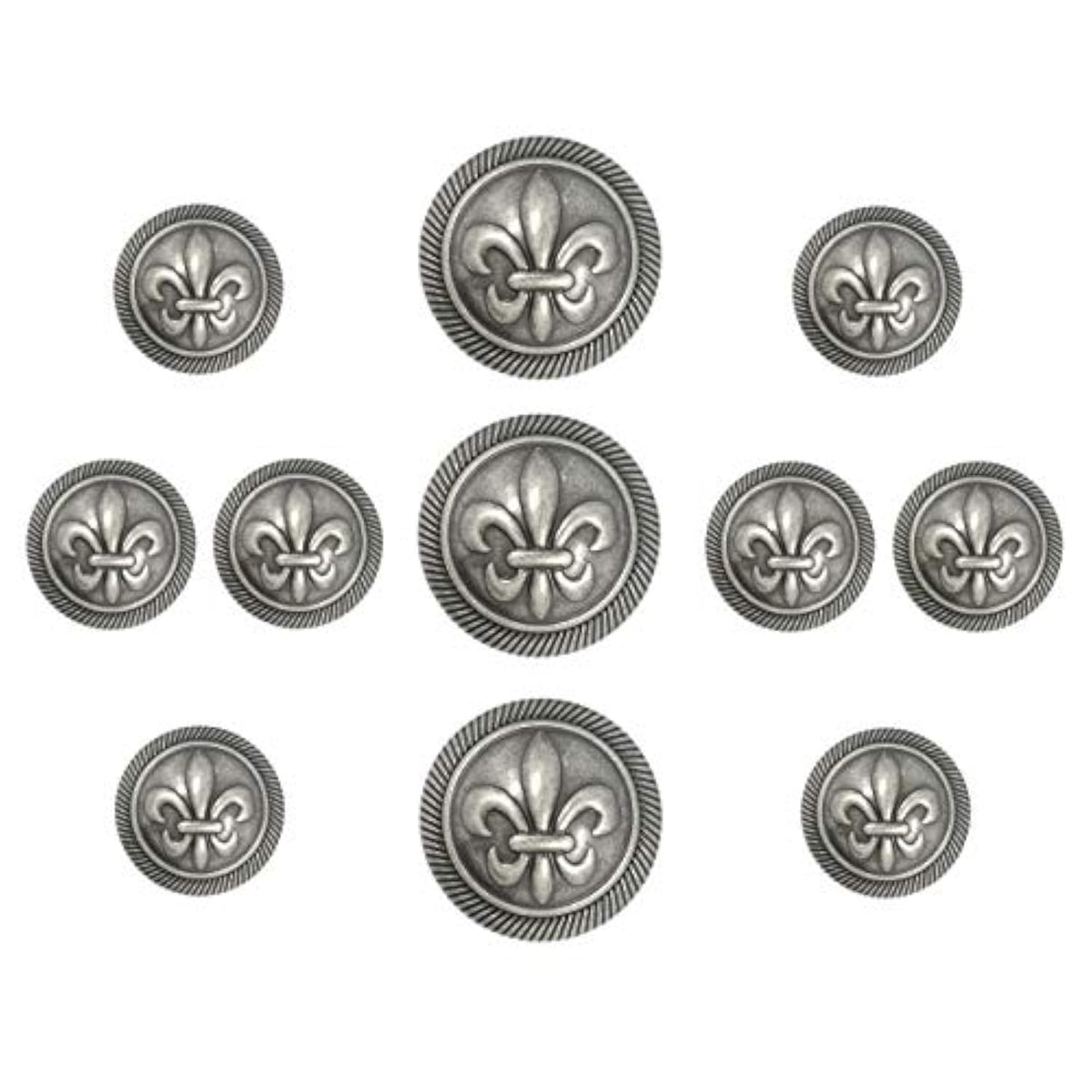 Fleur De Lys Domed Metal Shank Buttons. Blazer Button Set. 3 Pcs Of 25
