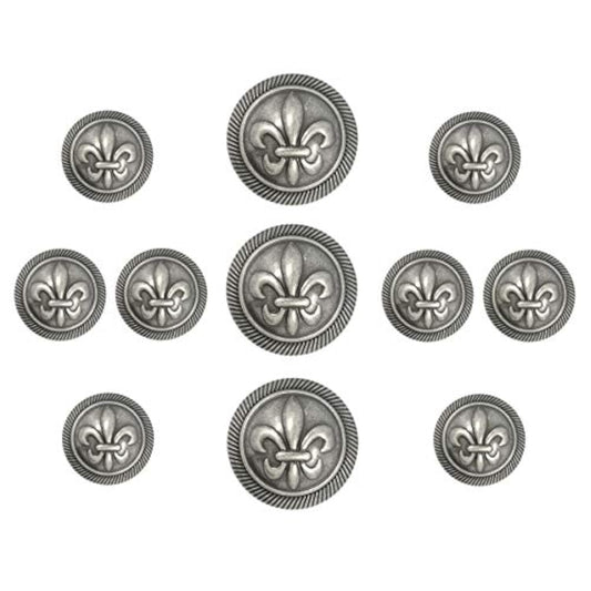Fleur De Lys Domed Metal Shank Buttons. Blazer Button Set. 3 Pcs Of 25