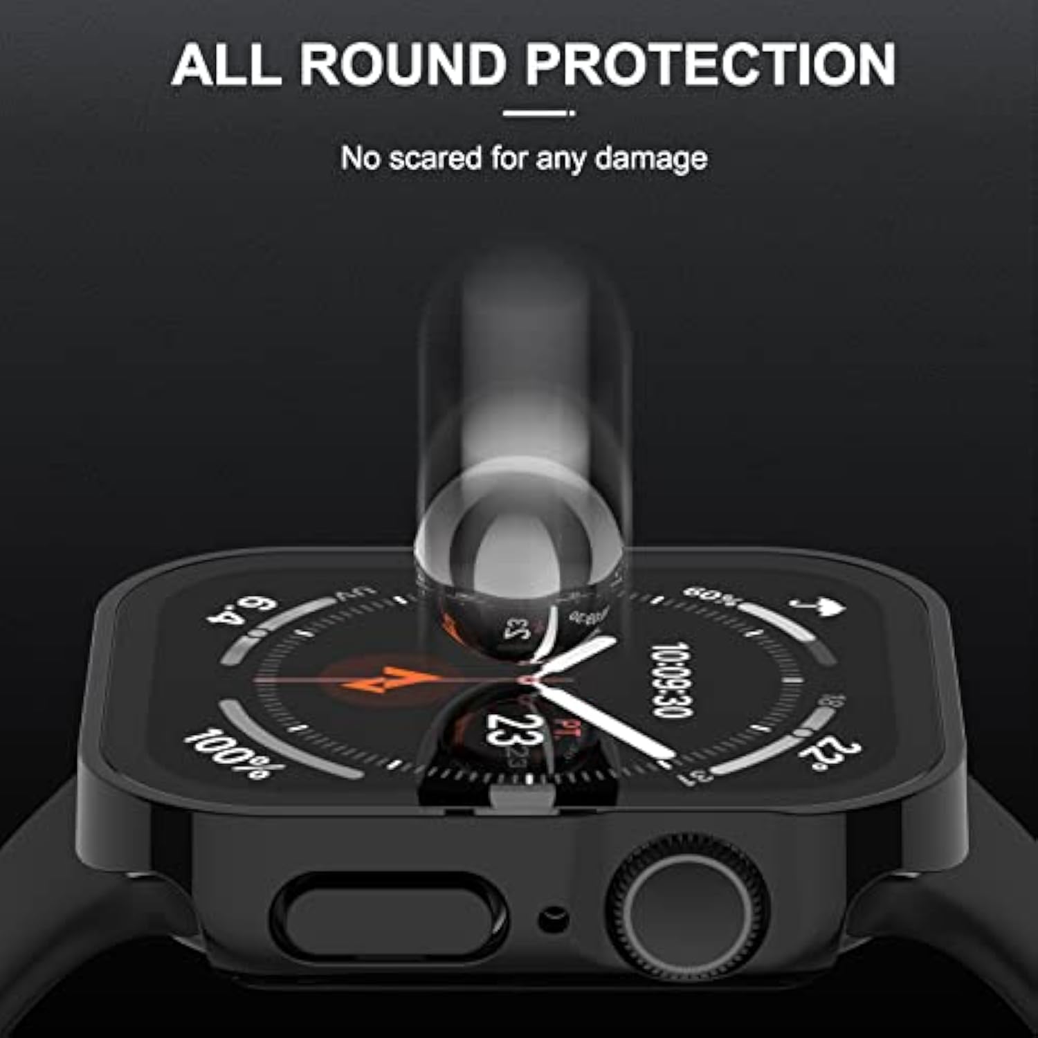 2 Pack Hard Case Compatible With Apple Watch 44Mm Series 6 Se Series 5 Series 4 With Tempered Glass Screen Protector, Black Ultra-Thin Durable Waterproof Protective Cover For Iwatch