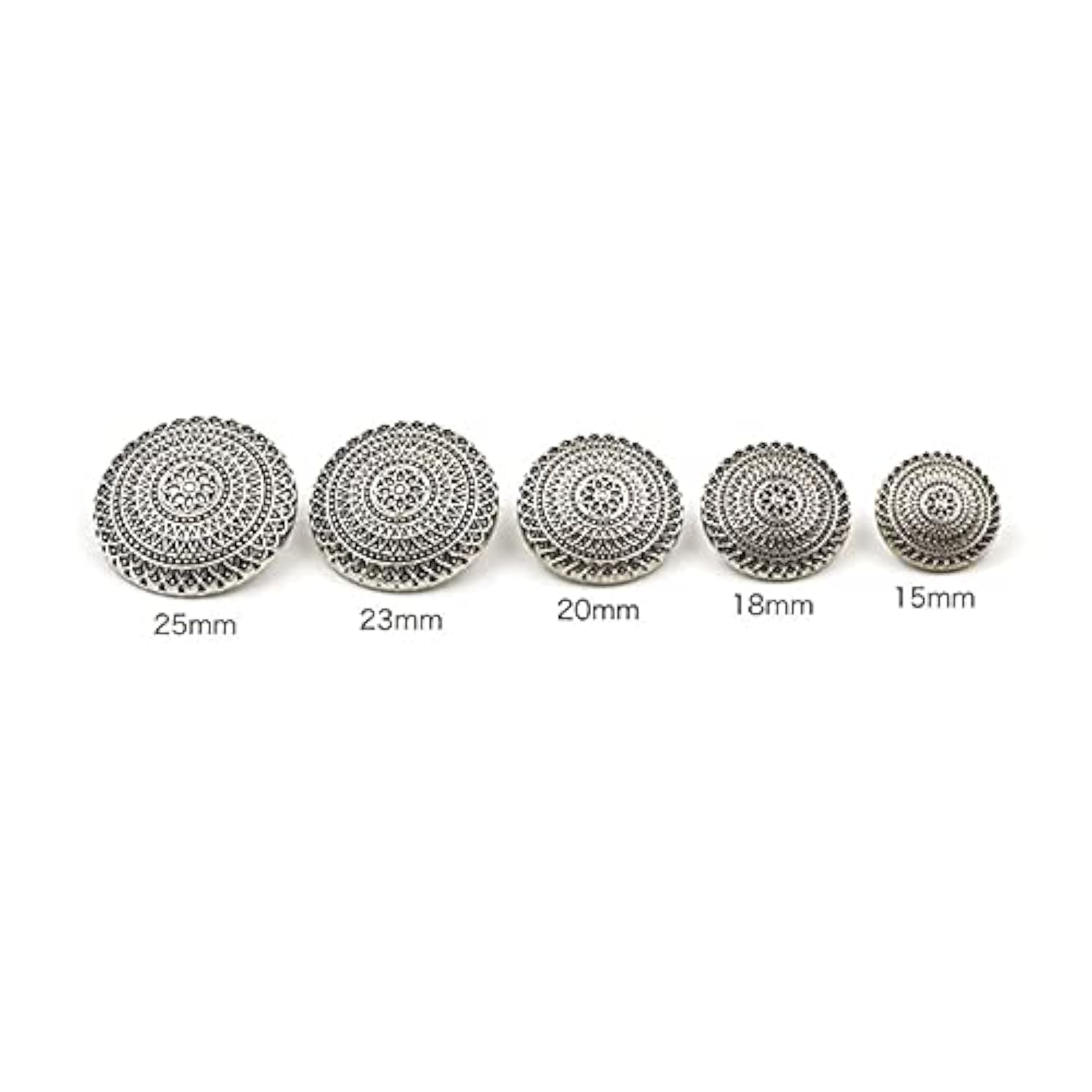 5 Pcs Metal Shank Circle Flower Pattern Round Vintage Buttons Craft Fo