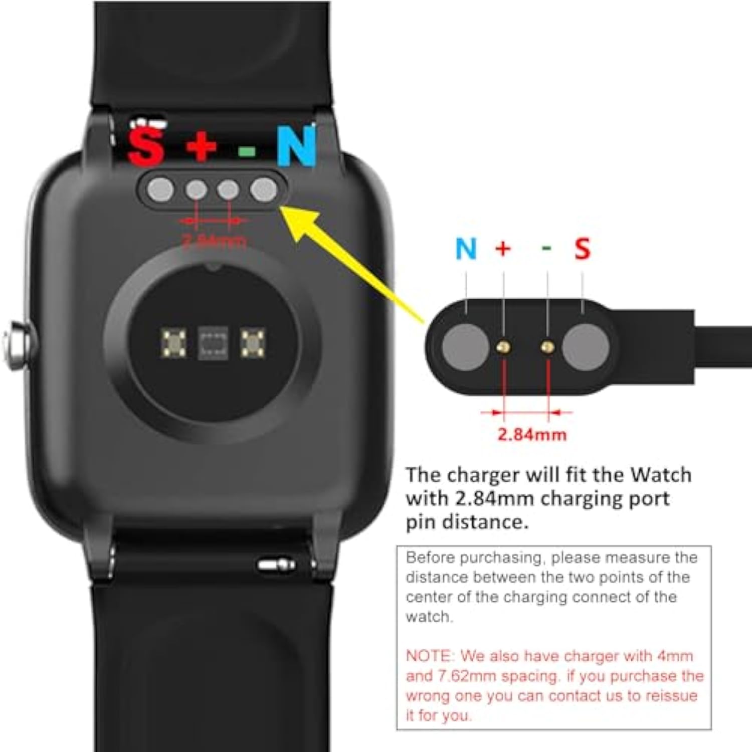 2-Pack Charger Compatible With Veryfit/Da Fit Smart Watch Charger, Replacement Opposite Polarity Charging Cable For Smart Watch With Da Fit/Veryfit App, 2 Pin Spacing Compatible 2.54Mm (One Fit)