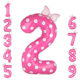 40 Inch Pink Number 2 Foil Balloon Big Mylar Bow Balloons Giant Birthday Decoration For Girls' Princess Parties