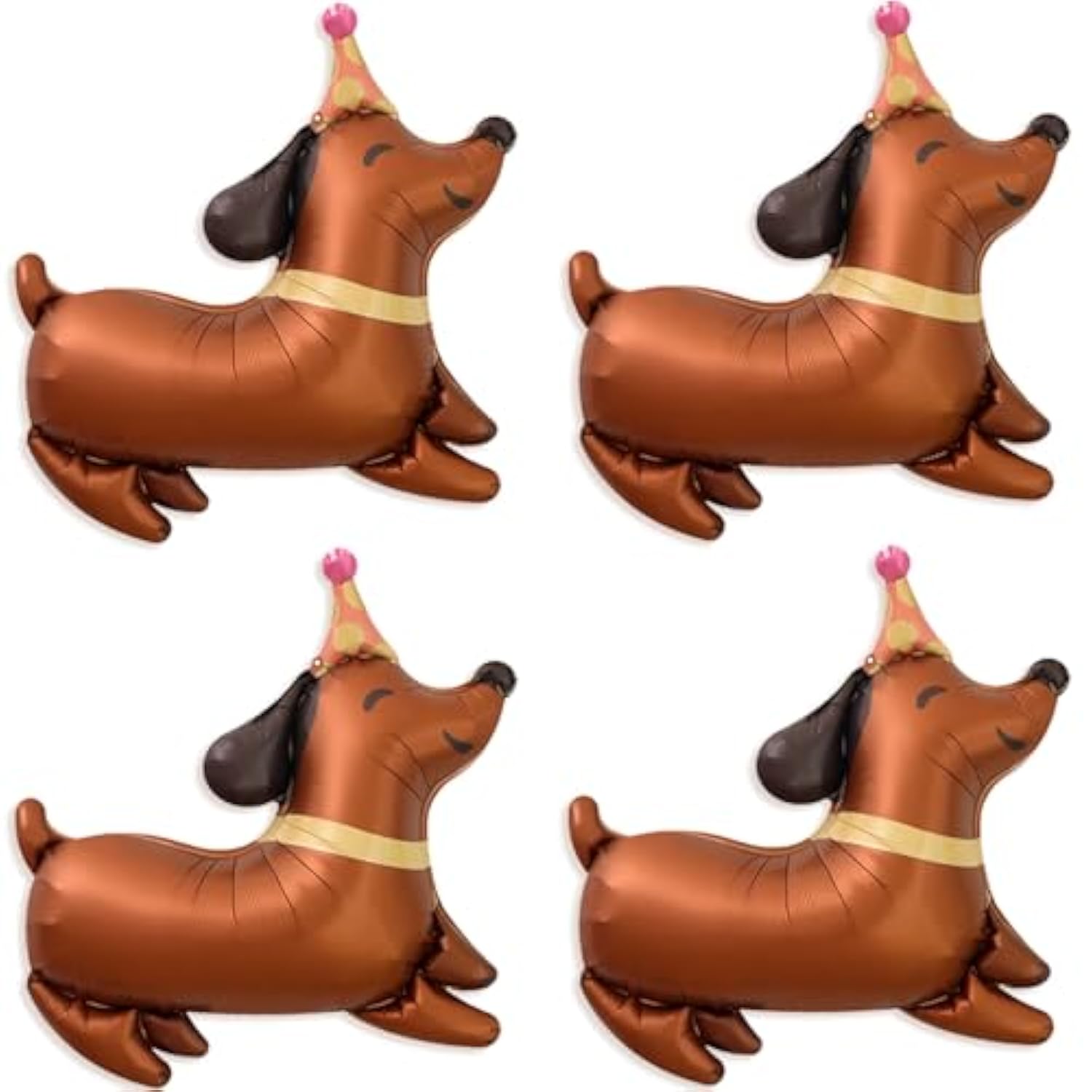 4 Pcs Dog Balloons, Brown Dachshund Dog Balloon For Lets Pa Dog Birthday Party Decorations Dog Birthday Party Supplies