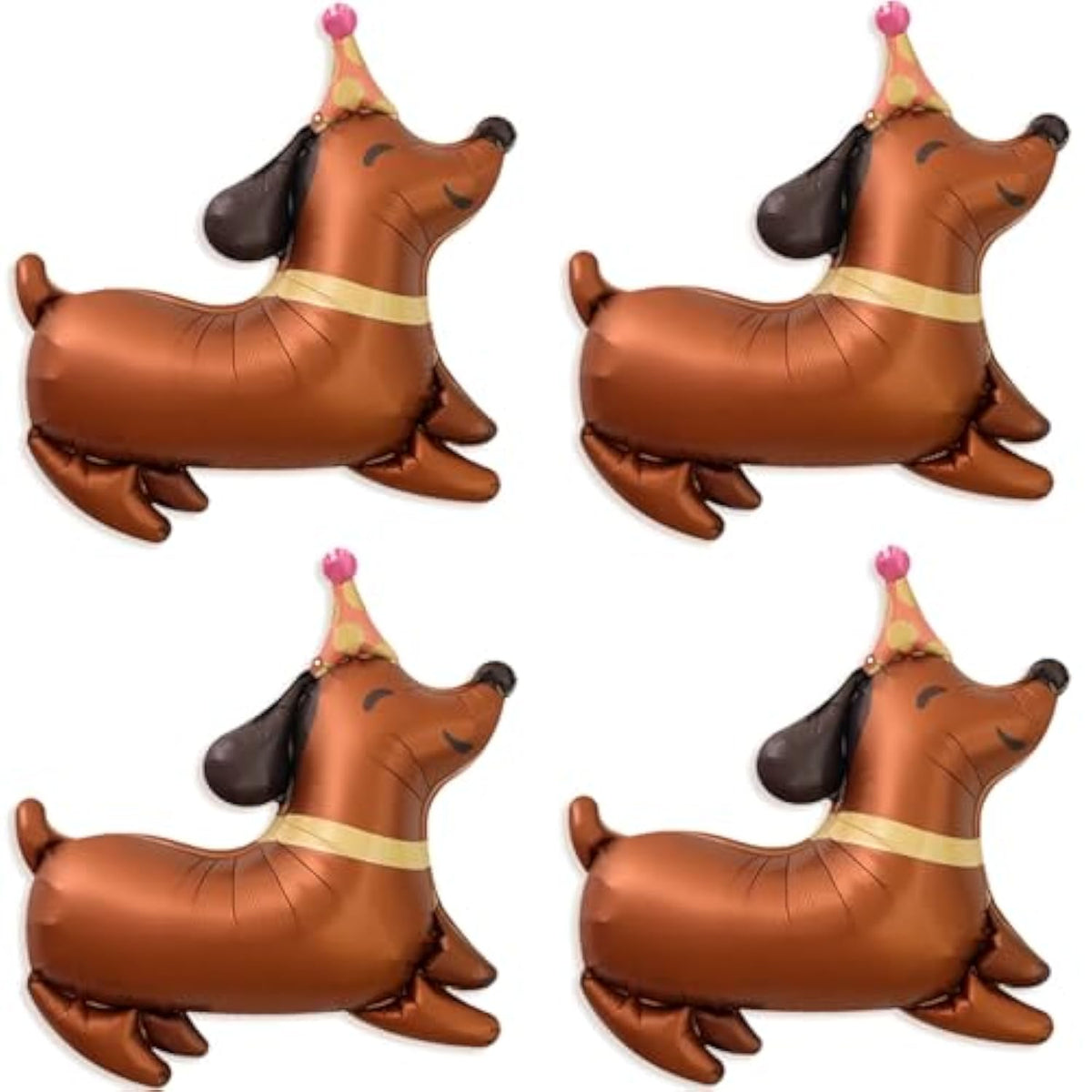 4 Pcs Dog Balloons, Brown Dachshund Dog Balloon For Lets Pa Dog Birthday Party Decorations Dog Birthday Party Supplies