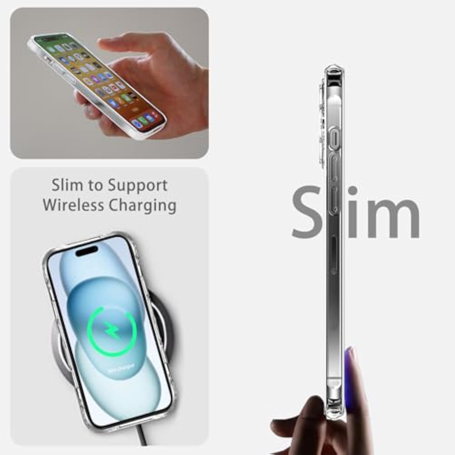 Clear Shockproof iPhone 15 Plus Case Slim Anti-Scratch Hard PC Bumper