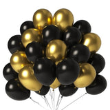 100 Pack 12 Inch Metallic Black and Gold Latex Balloons for Parties