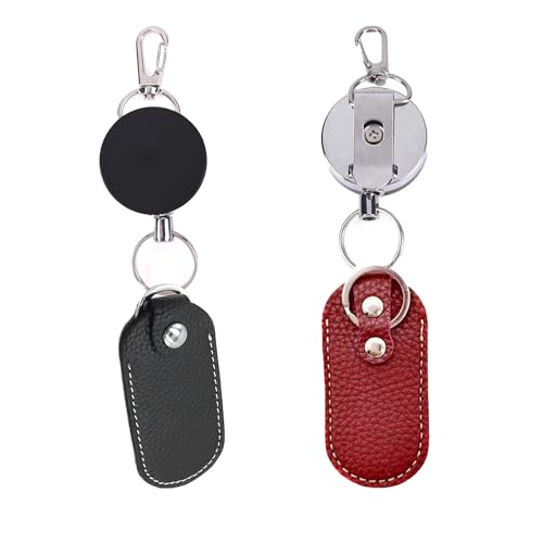2-Pack Usb Flash Drive Holder In Leather Case With Anti-Theft Retractable Keychain