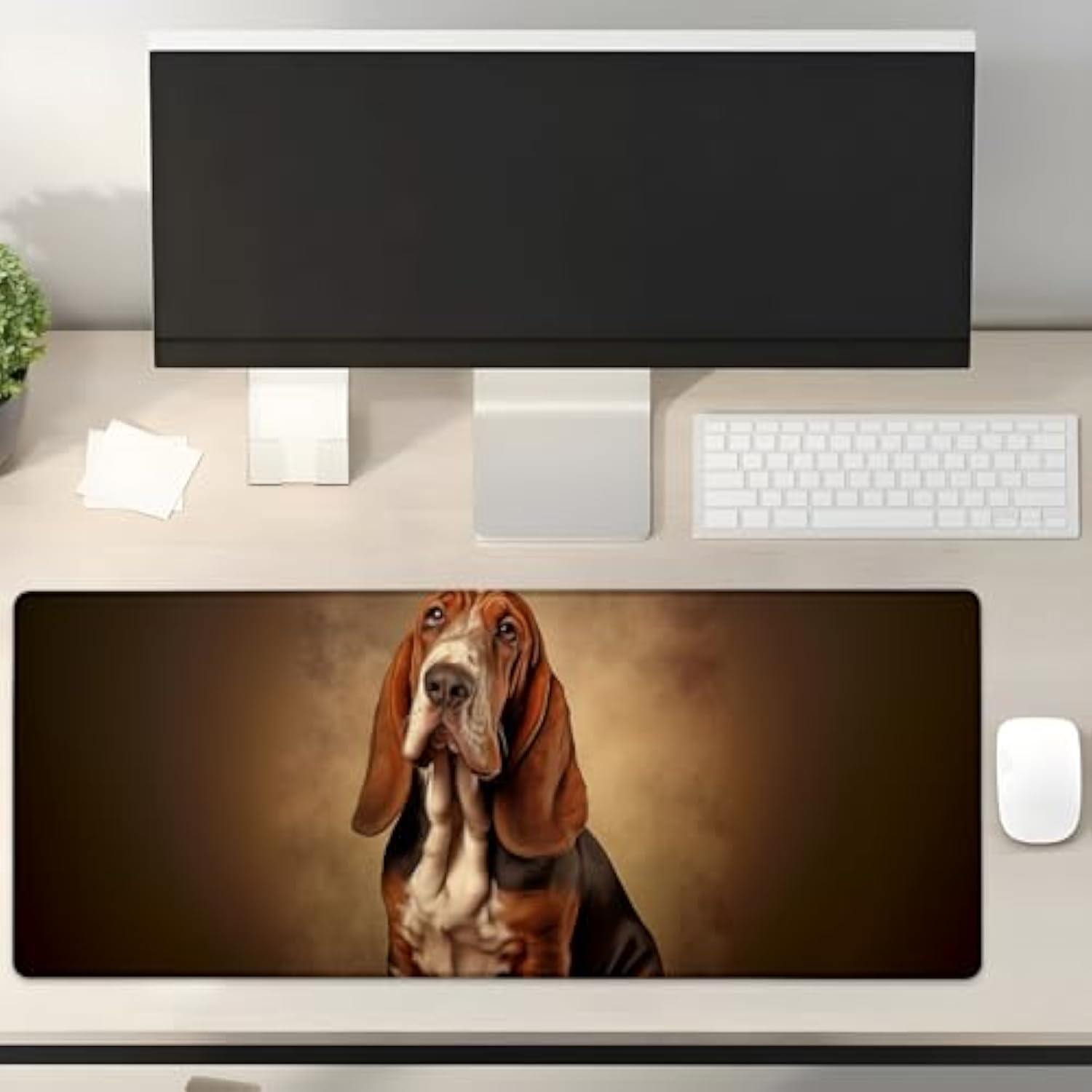 Basset Hound Gaming Mouse Pad Gifts 31.5" X 11.8", Non-Slip Rubber Base Mousepads For Computers Laptop School Office Home Accessories Decor, Mouse Pad, Keyboard Desk Mat