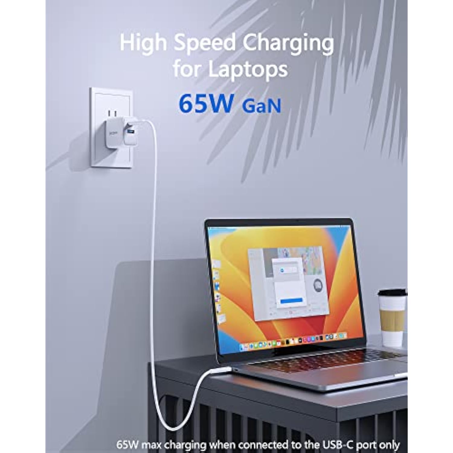 Usb-C Charger 65W, Gan Pps Phone Fast Charger (6.8Ft Soft Silicone Cable Included) Travel Wall Charger Foldable Plug For Macbook, Phone Pro Max, Pad, Airpods, Samsung Galaxy S24/S23/S22