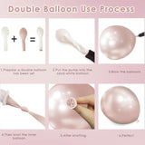 129pcs Dusty Pink Beige Balloon Garland Kit, Boho Pearl Pink White Party Decor
