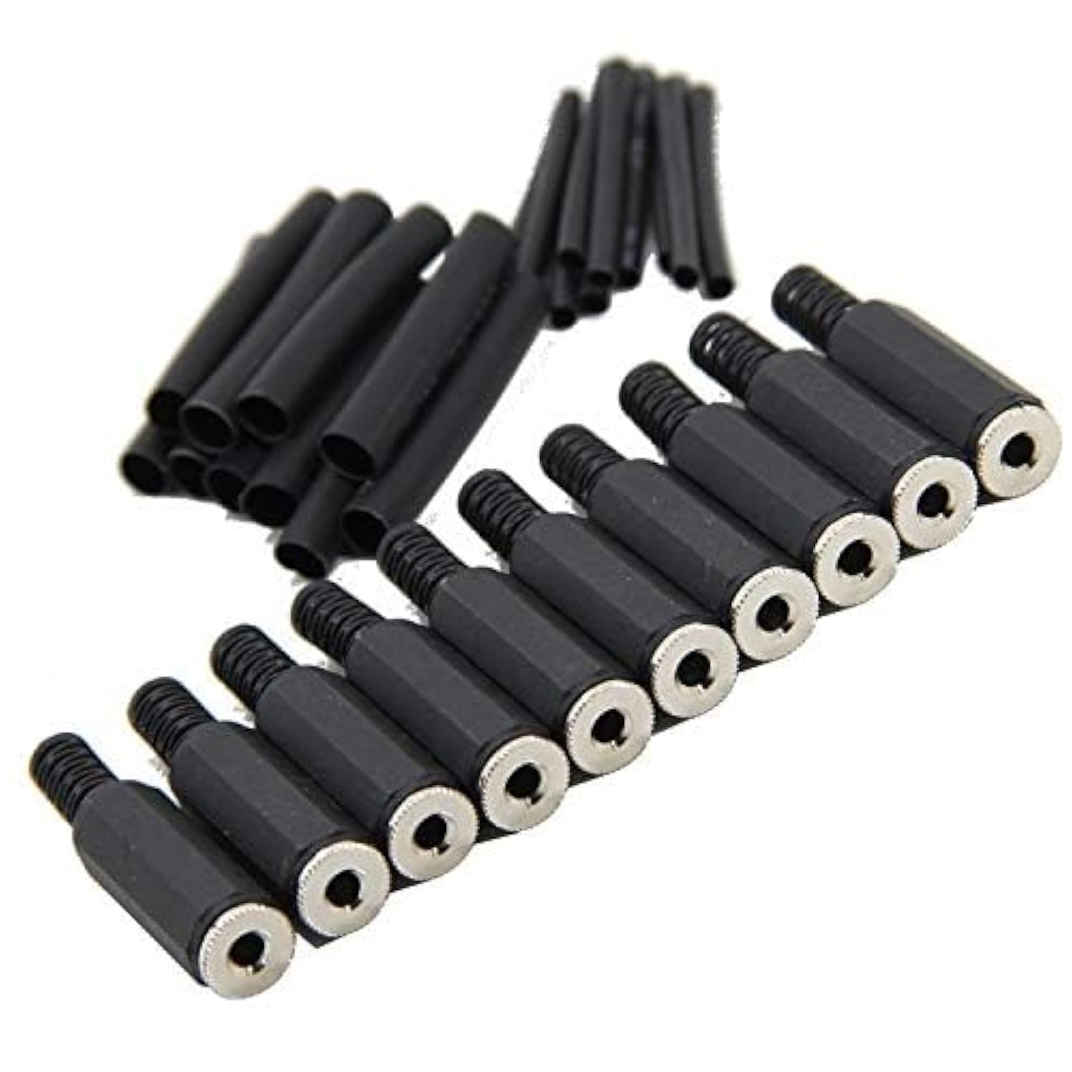 Replacement 10-Pack Stereo Female Jack 3 Pole Trs 1/8" 3.5Mm Solder Type Diy Audio Cable Connector With Shrinkle Tube For Repair Headphone Earphone Headset