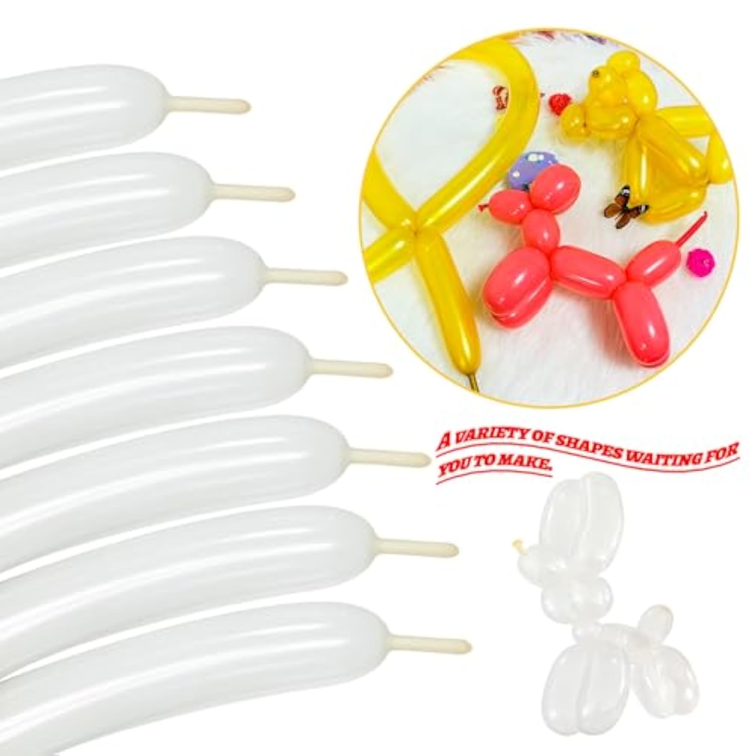 100 Pack Clear 260 Long Latex Balloons Twisting Animal Balloons for Party Decorations