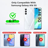 Samsung Galaxy A16 5G Case 2 Pack with Screen Protector & Rotatable Ring Holder Black