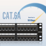 2U 48 Port Cat6A Patch Panel, 19" Rackmount Or Wall Mount Patch Panel, Network