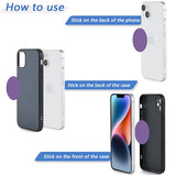 Phone Magnets for Back of Phone, Universal Metal Plates, 2 Rectangular and 2 Round with Adhesive, car Phone Magnets (Purple)