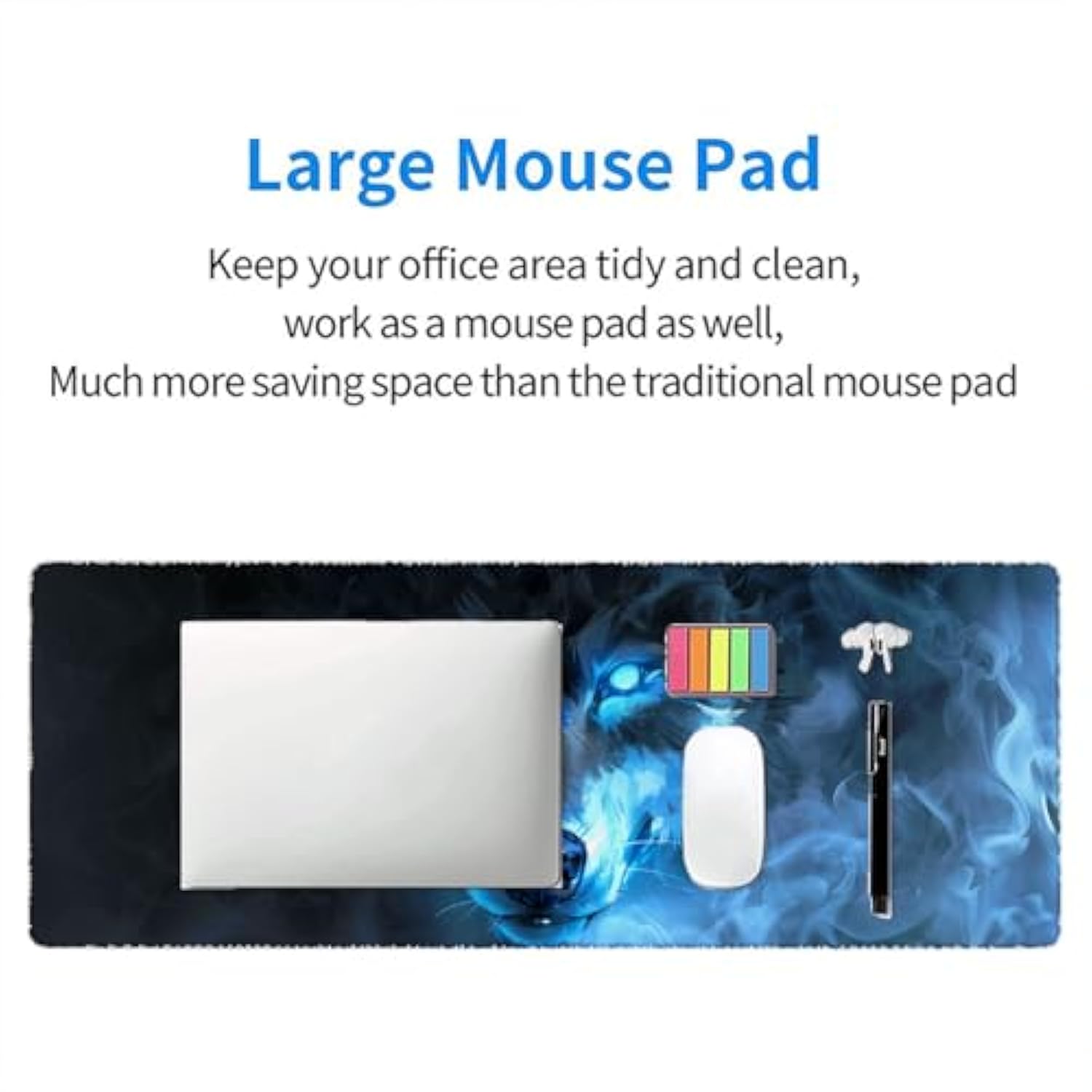 Wolf Gaming Mouse Pad Misty Wolf Blue Eye Cool Animal Xl Mouse Pad Large Mousepad Extended Laptop Keyboard Mat Gaming Desk Pad Mouse Mat 31.5"X11.8" Office Computer Keyboard Laptop Home