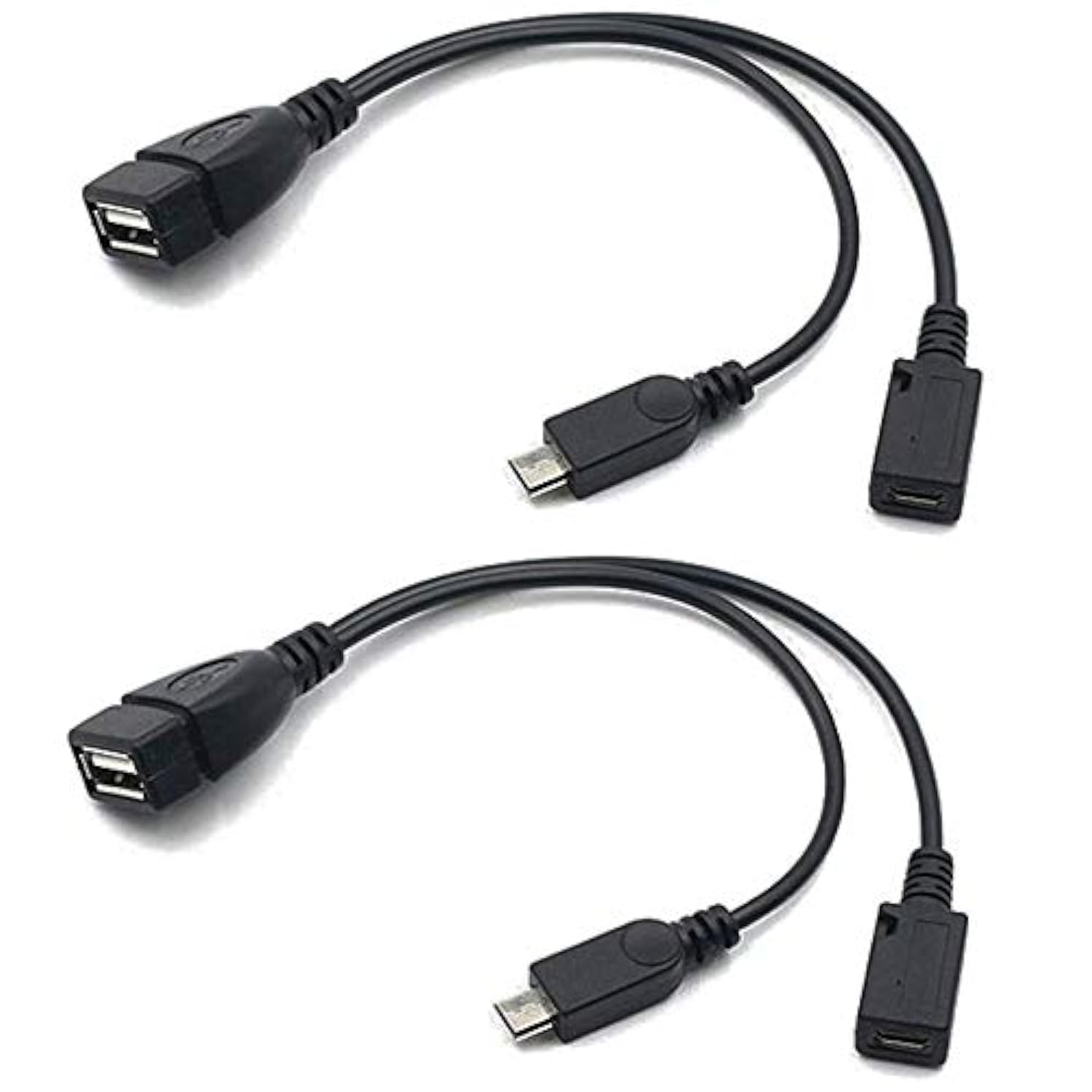 2-In-1 Micro Usb To Usb Adapter (Otg Cable + Power Cable) For Fire Stick, Playstation Classic And More - 2 Pack