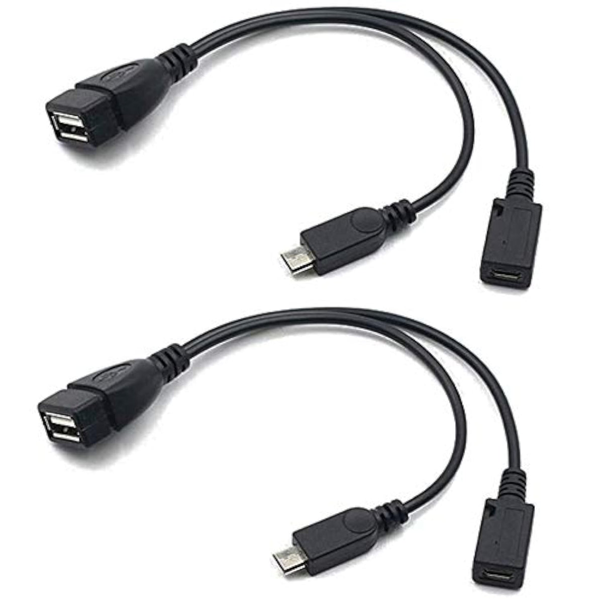2-In-1 Micro Usb To Usb Adapter (Otg Cable + Power Cable) For Fire Stick, Playstation Classic And More - 2 Pack