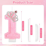 Pink Birthday Candle Crown Number 1 Candles 1St Cake Candle,Pink Birthday Cake Topper Cupcake Decorations Party Decor For Girls And Women Anniversary Celebrations Supplies Favors