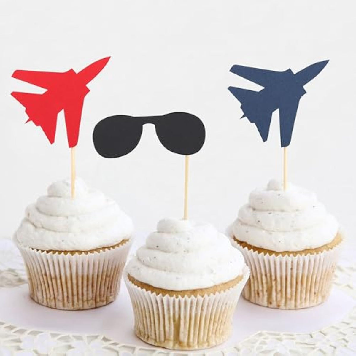 Fighter Party Cupcake Toppers Airplane/Military Theme Decor for Birthdays/Retirement