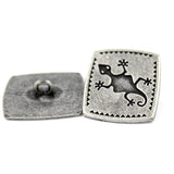 10 Pieces Gecko Rectangle Antique Silver Color Metal Shank Buttons. 24