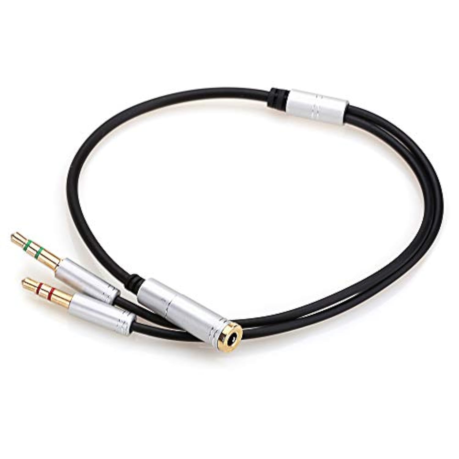 Headset Splitter Cable For Pc 3.5Mm Jack Headphones Adapter Convertors Forpc 3.5Mm Female With Headphone/Microphone Transform To 2 Dual 3.5Mm Male For Computer Y Splitter Audio(Silver)