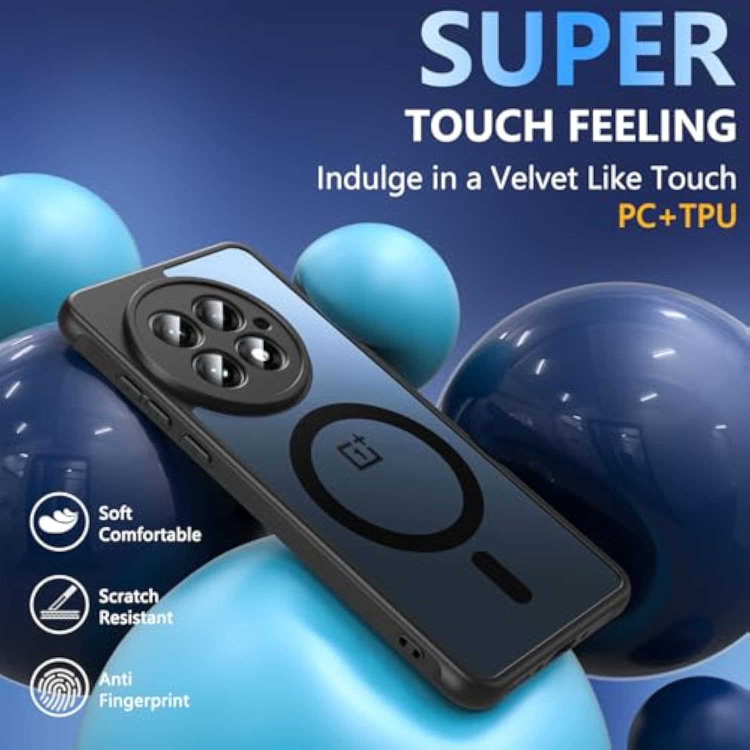 Magnetic For Oneplus 13 Case [Compatible With Magsafe] Translucent Matte Shockproof Slim Fit Military Grade Drop Proof Protection Anti-Fingerprint Cover Phone Case For Oneplus 13 5G 2025(Black)