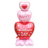 Valentines Day Balloons, Large Pink Red Hearts Love Standing Balloons for Valentines Party Decorations, 58In x 31In 3D Happy Valentine’s Day Foil Balloons Galentines Day Wedding Decor