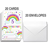 5Th Rainbow Birthday Party Invitations With Envelopes – Birthday Party Invitations, Rainbow Party Decorations– 20 Cards With Envelopes?C03-05?