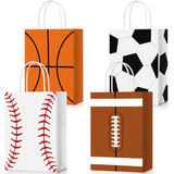 12 Pcs Sports Party Favor Bags Football Baseball Goodie Treat Gift Bags With Handles For Soccer Basketball Baseball Sports Themed Birthday Party Decoration Kids Baby Shower Supplies