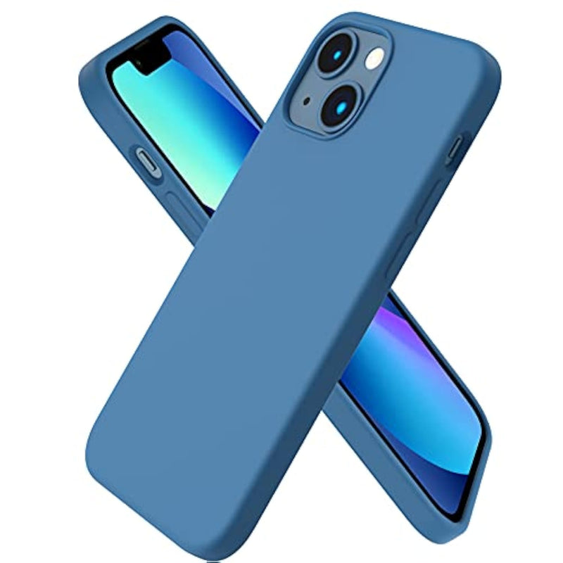 Compatible With Iphone 13 Mini Case, Slim Liquid Silicone 3 Layers Full Covered Soft Gel Rubber With Microfiber Case Cover 5.4 Inch-Blue