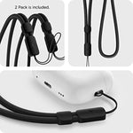 Spigen Universal Adjustable Hand Wrist Strap Phone Lanyard Compatible with Apple Airpods Pro (2nd Generation) - Dark Black (2 Pack)