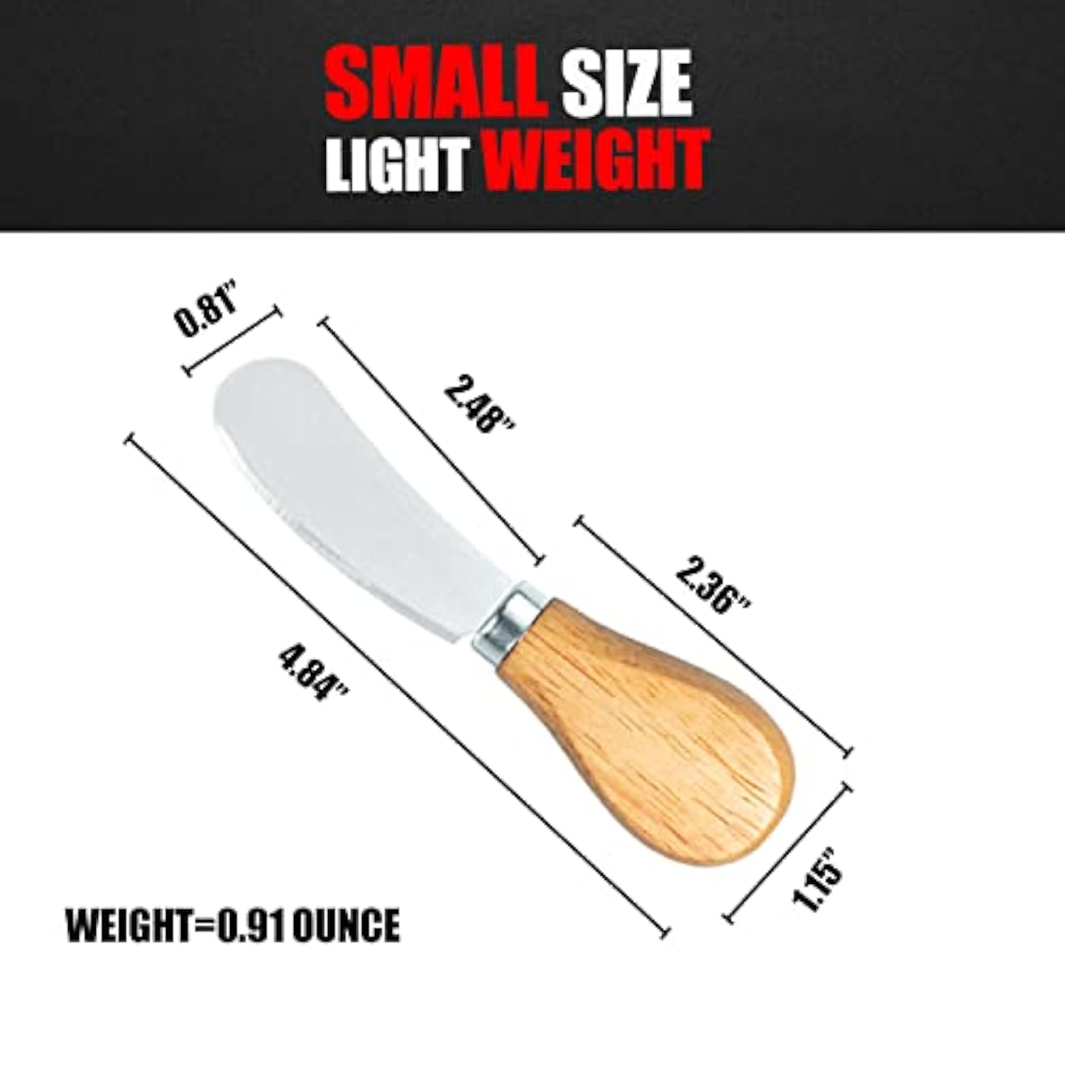 Little Cheese Spreader Knives, Wooden Handle, 5 Inch, Stainless Steel Cocktail Knives Spreaders For Condimets, Cheese, Butter, Charcuterie Board Accessories
