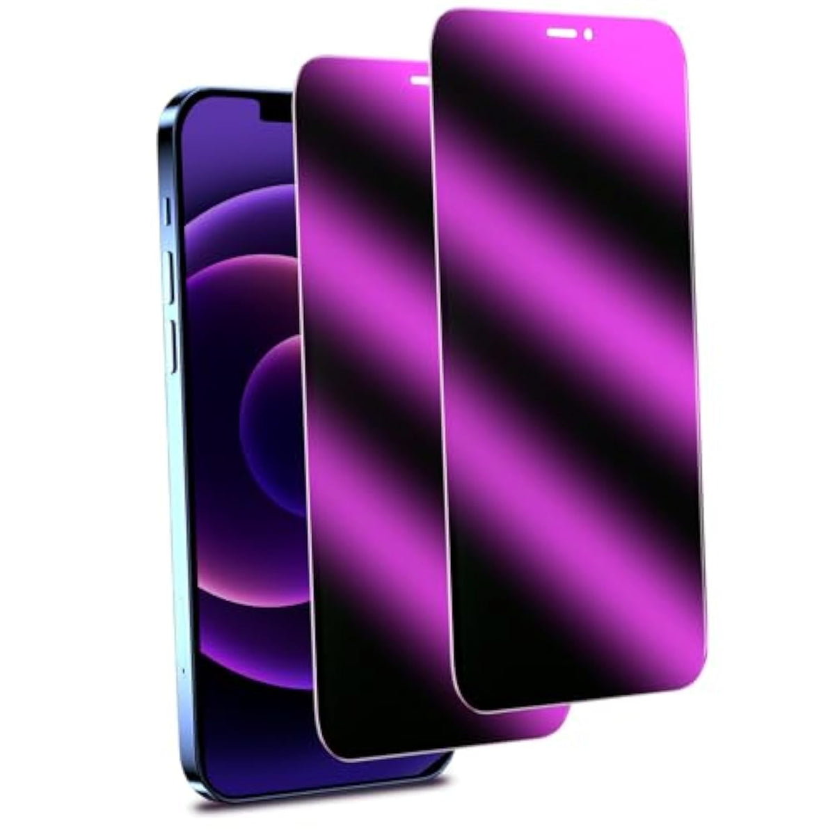 [2-Pack Privacy Screen Protector Designed For Iphone 12 Pro Max Anti-Blue Light Tempered Glass, Purple Anti-Spy, Eye Protection, Colorful Gradient