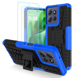 For Motorola Moto G Power 5G 2025 Case/Moto G Play 2025 Case With 2 Pack Screen Protector, Grade Shockproof Phone Case Heavy Duty Robust Bumper Cover With Kickstand, Blue