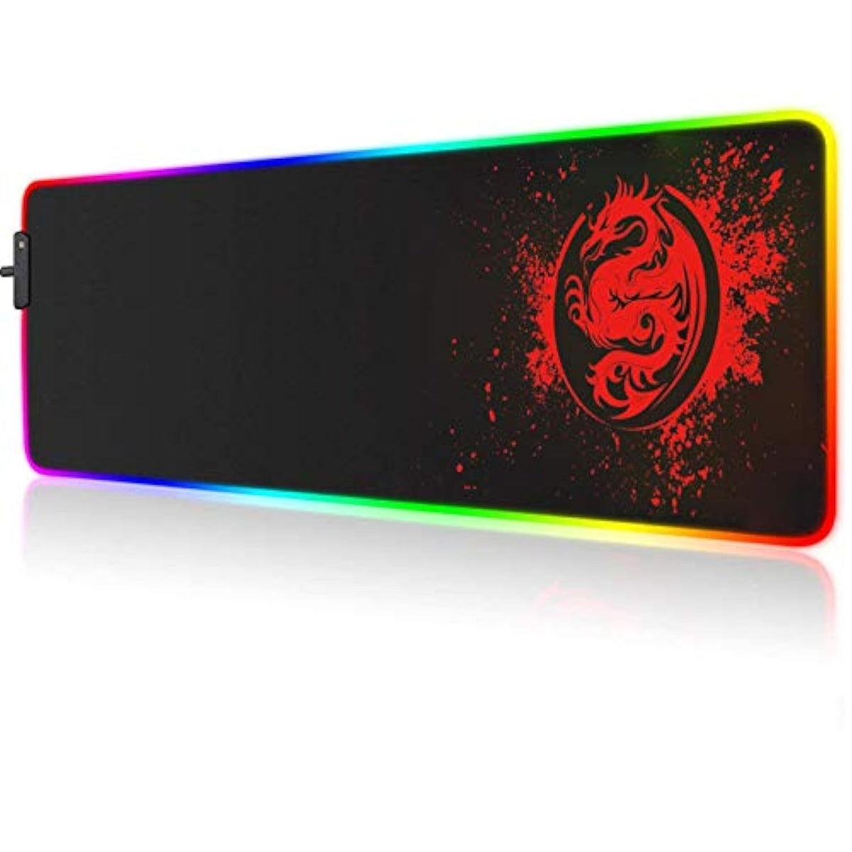 Large Anime Dragon Keyboard Mat - 15 Light Modes, High Performance, Extended Mouse Pad & Keyboard Mat Combined - Gaming Mat 31.5 X 12In (Red)