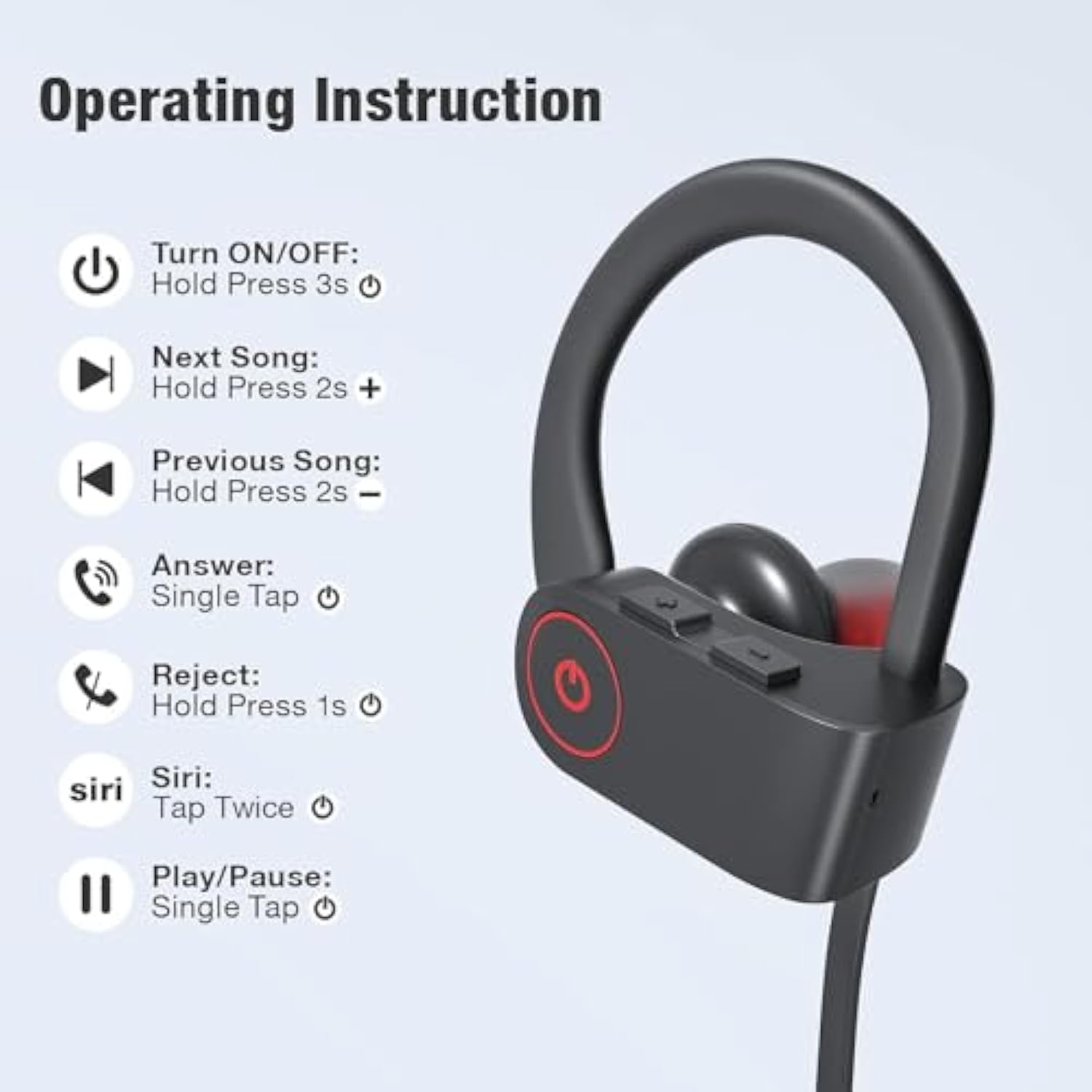 Bluetooth Wireless Headphones 16H Playtime Earbuds With Mic Stereo In-Ear Earp