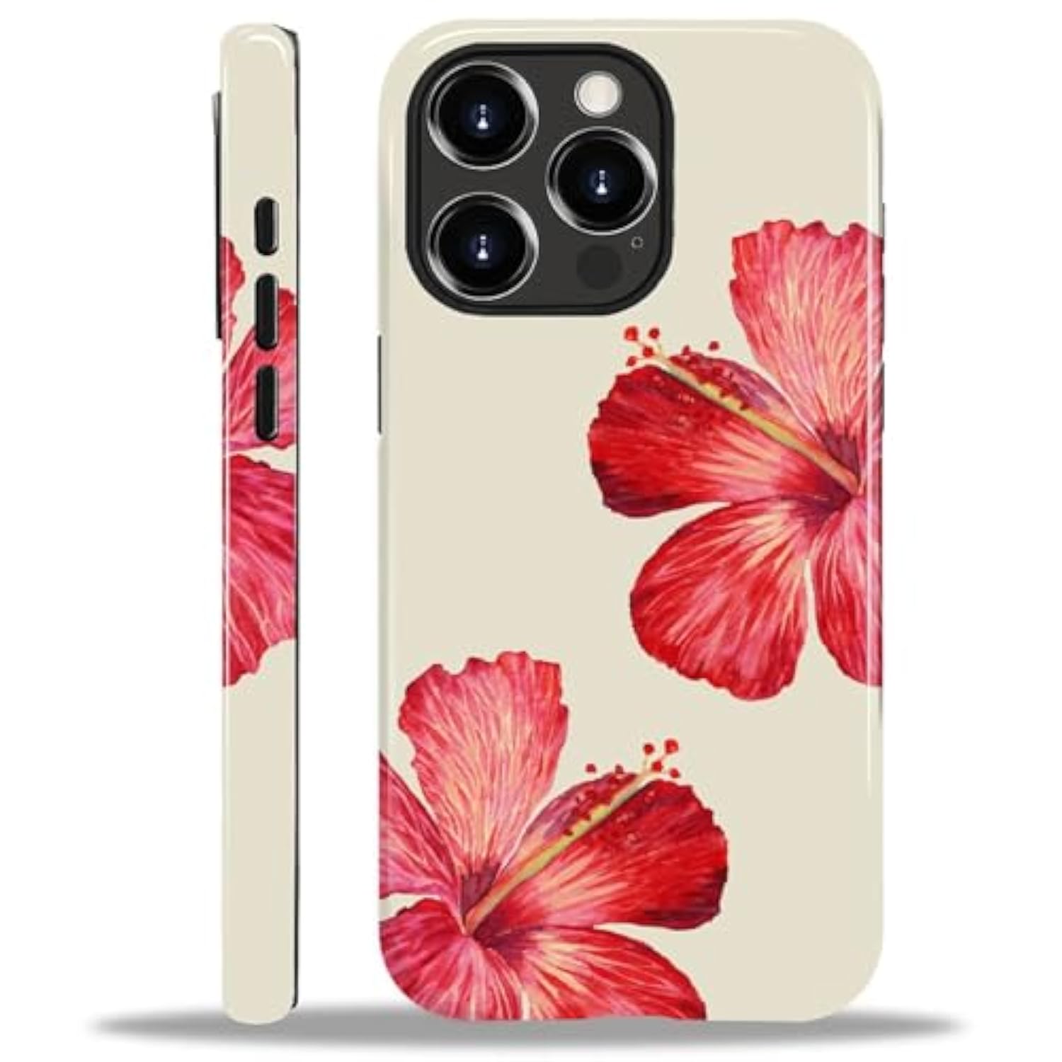 For Iphone 14 Pro Max Case [Compatible With Magsafe] Pattern Design For Women Girls Hybrid 2 Layer Hard Shell Silicone Protective Magnetic Cover,C Tropical Hibiscus Flower