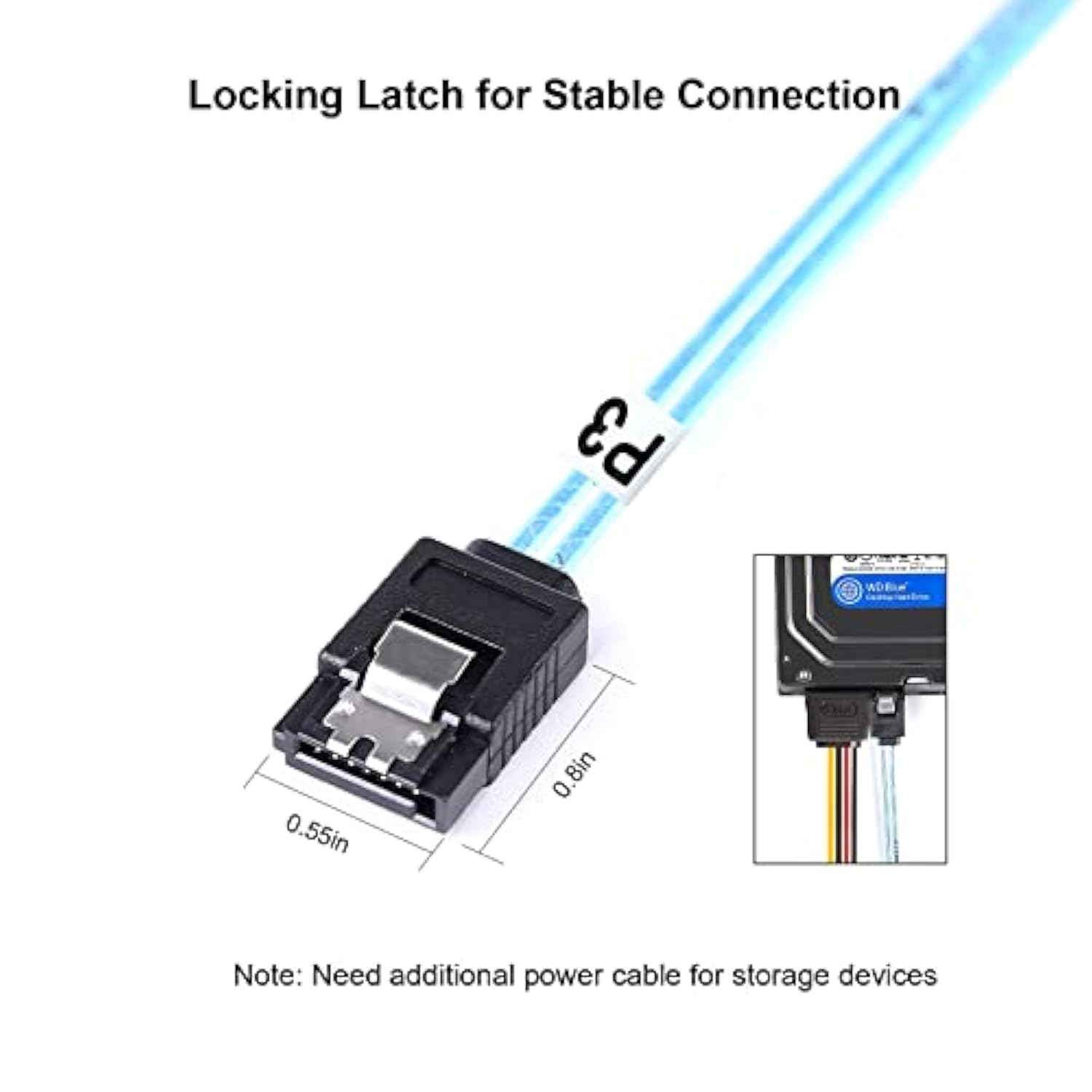 Sata-Iii Cable:24 Inches,3 Pack Sata 6Gbps Cables Flexible Sata Cable 2Ft,Stra