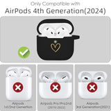 Compatible Airpods 4 Case Cover, Soft Silicone Case With Gold Heart Pattern For Airpods 4Th Generation With Cute Butterfly Keychain For Girls Women (Black)