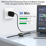 Usb C Samsung Watch Charger Magnetic Fast Charging Cable For Galaxy Watch 7/Ultra/6/6 Classic/5 Pro/5/4/3/Active2,25W Dual Usb C Fast Charger Block With 3Ft Type C Wireless Charging Dock