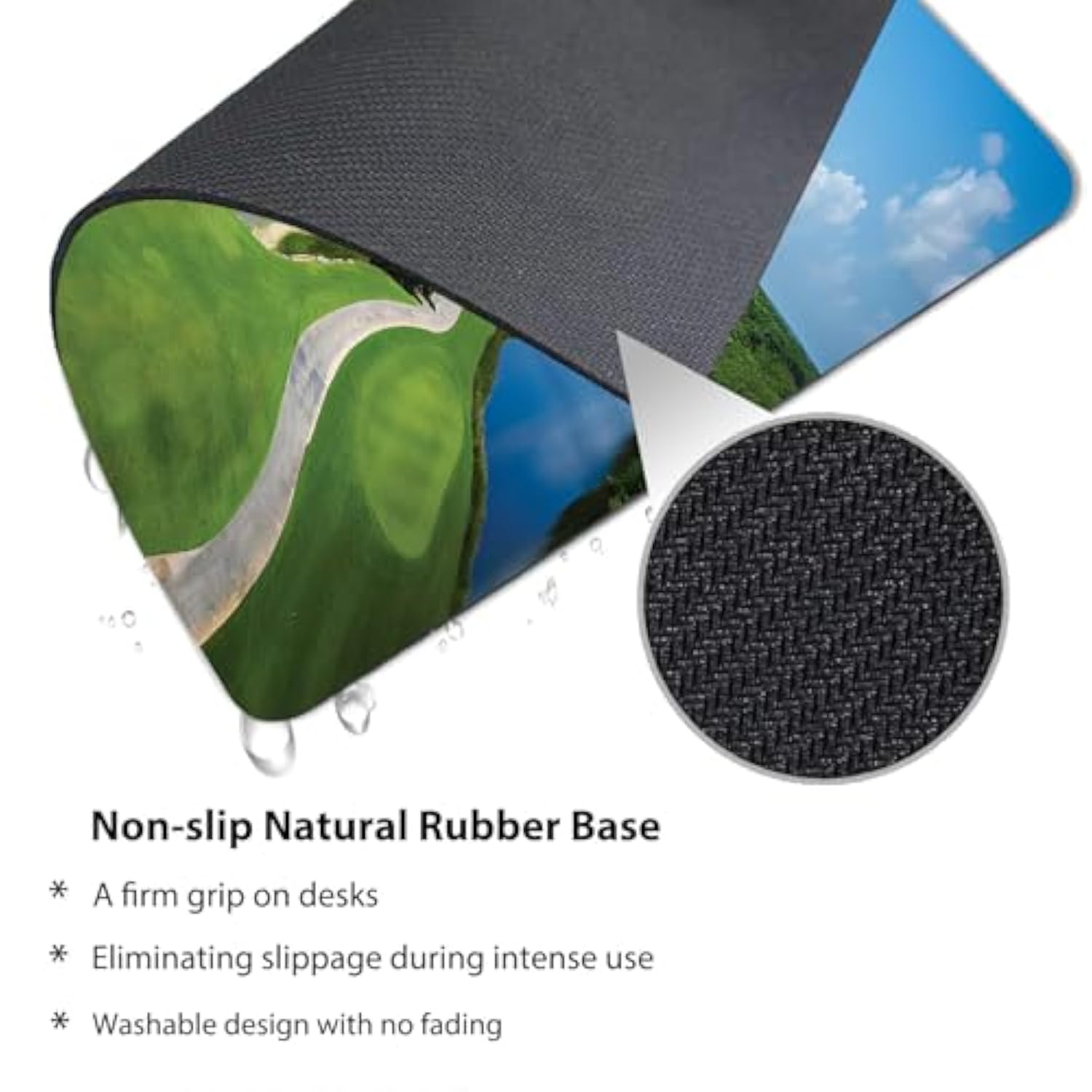 9.5"X 7.9" Mouse Pad (Golf Course Scene), Non-Slip Mat For Desk, Smooth Surface For Gaming & Office Work, Panoramic Real Picturesque Of A Field Forest Greenery In The Open