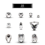 Sew On Rhinestones 100 Pcs Mixed Shapes Glass Rhinestones Sew On Crystal Gems Mental Flatback With Silver Claw For Jewelry Crafts Clothes Shoes Costume Garment White