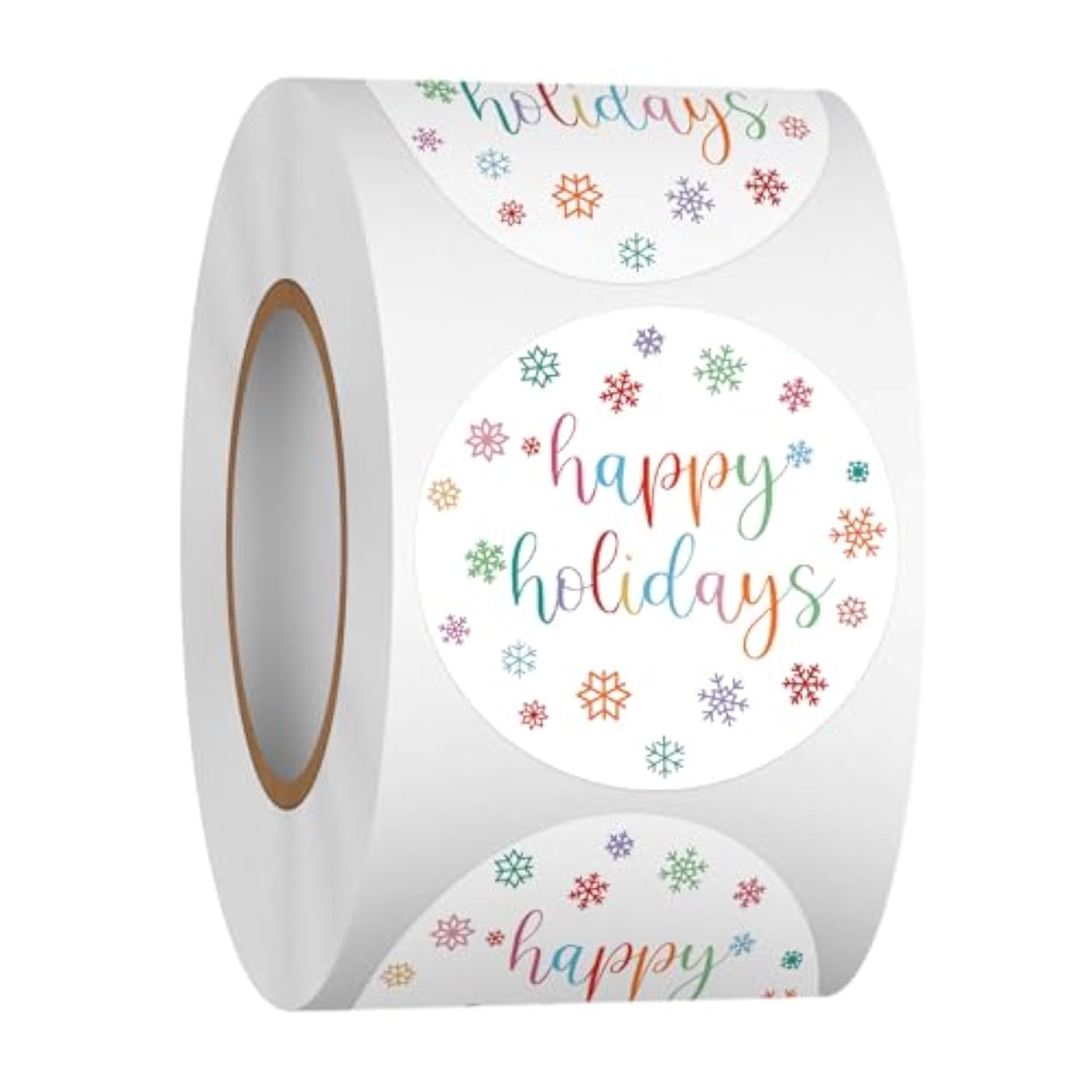 500 Pcs 1.5 Inch Happy Holidays Stickers Christmas Sticker Roll For Envelopes,Gift Packing,Cards,Party Supplies (Snowflake)