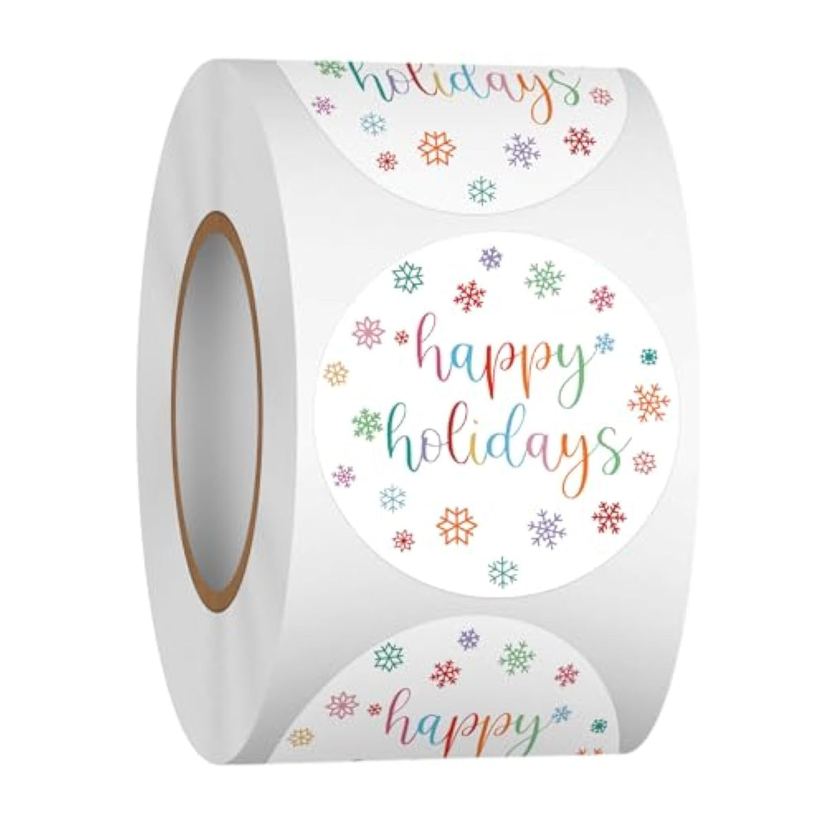 500 Pcs 1.5 Inch Happy Holidays Stickers Christmas Sticker Roll For Envelopes,Gift Packing,Cards,Party Supplies (Snowflake)