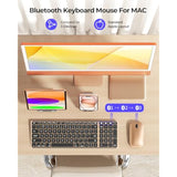 seenda Bluetooth Keyboard and Mouse for Mac, SKM64-2 Multi-Device Rechargeable Slim Wireless Keyboard Mouse Stainless Steel Full Size, Compatible with MacBook Pro/Air, iPad, Mac - Black Blue