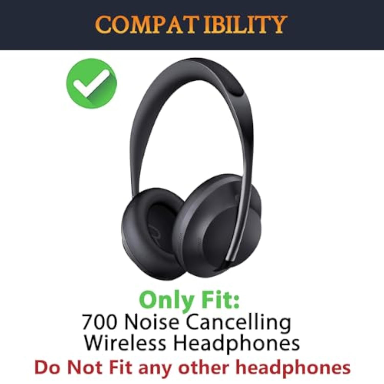 Protein Leather Replacement Earpads For Bose 700 (Nc700) Wireless Headphones, Ear Pads Cushions With Softer Protein Leather, High-Density Noise Cancelling Foam, Added Thickness - Black