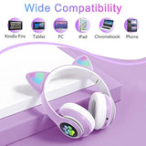 Wireless Over-Ear Headphones With Microphone, Bluetooth Cat Ear Headphones For