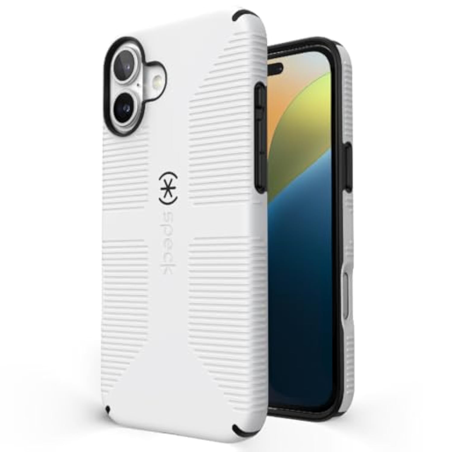 Speck CandyShell Grip Case iPhone 16 Plus - Slim MagSafe Case for Women and Men - White/Black
