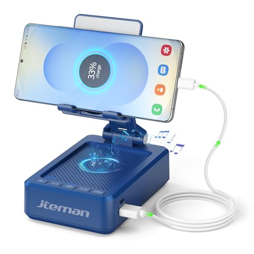 Cell Phone Stand with Bluetooth Speaker and Charging Function, HD Sound Adjustable Phone Holder, Birthday Gifts for Men Women, Cool Tech Kitchen